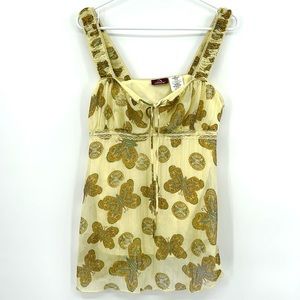 Vintage Jordache Juniors Y2K Babydoll Top‎ Size Large Milkmaid Bust Keyhole